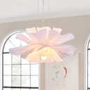 20 Floral Pendant Light 2-Light Adjustable Modern Chandelier Flower Contemporary Pendant Lighting Fixtures for Kitchen Island Living Dining Room, White, UL Listed