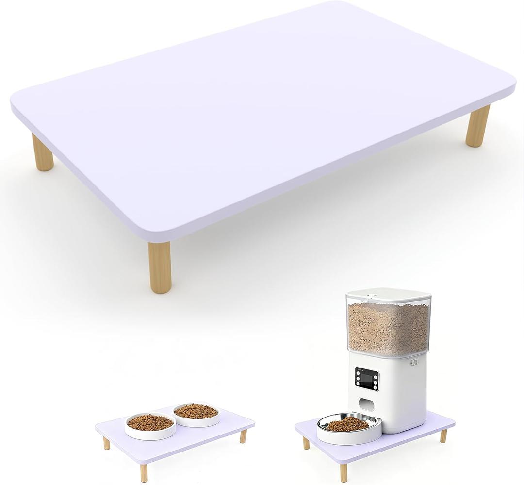 Wooden Elevated Cat Food Stand  Raised Pet Feeding Table for Cats and Dogs, Compatible with Most Bowls & Automatic Feeders, Solid Wood Pet Food Platform L(15.7 * 9.5in