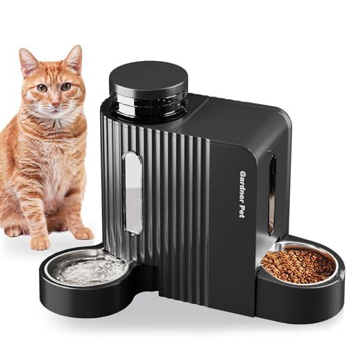 Gardner Pet Automatic Gravity Cat Food Feeder and Water Dispenser Stainless Steel Two-in-One Set Large Capacity Dispenser for Pets Dogs, Puppies, Kittens-(0.8 Gallons x 2)