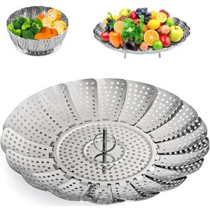 Zocy Steamer Basket, Stainless Steel Vegetable Steam Baskets for Steaming Cooking Expandable to Fit Various Size Pot (5.5" to 9.3")