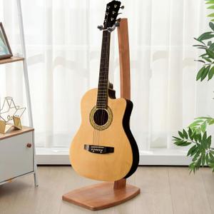 Wenqik Wood Electric Guitar Stand Solid Wooden Acoustic Handmade Guitar Holder Floor for Home Living Room Decoration