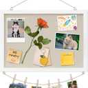 DAHAPYBOO Cork Board with Linen White,Bulletin Board 17"x12" Hanging Corkboards for Office Home School Message Board or Vision Board Decoration.