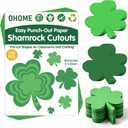 St Patricks Day Decorations - 180 PCS Shamrock Cutouts Pre-Cut Set | St Patricks Day Party Favors Supplies Accessories Decor for School Class - Spring Decor Shamrock Crafts Stickers for Bulletin Board