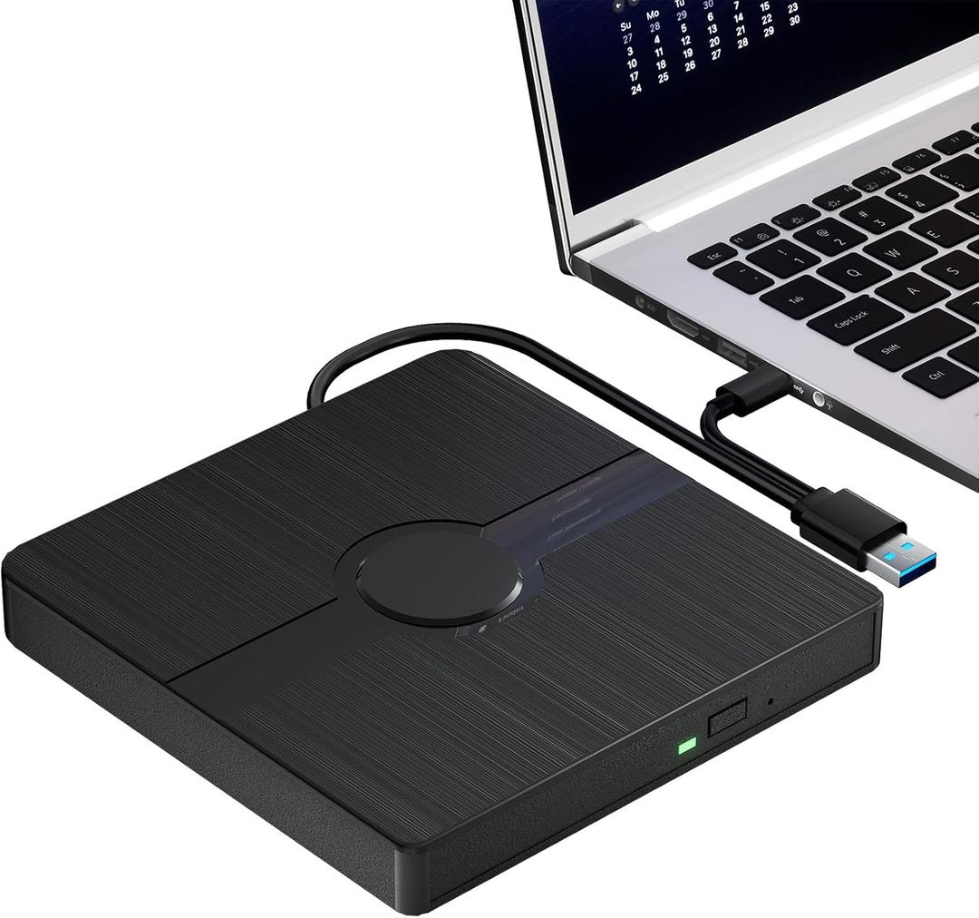 External Blu Ray Drive, BD Player with Read/Write Capability Portable Blu-ray Player with USB 3.0 and Type-C CD/DVD Burner 3D Blu-ray Drive Compatible with Windows Laptop Desktop PC
