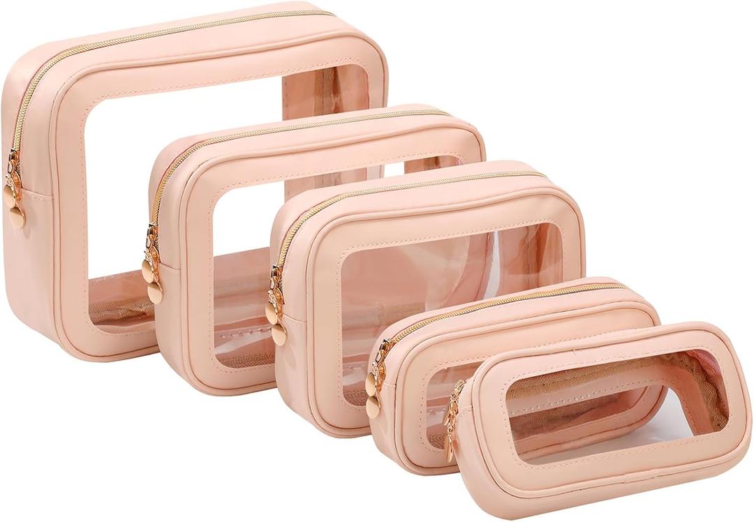 5PCS Diaper Bag Organizer Pouch SetClear Organizer Bags,TSA Approved Toiletry Bag,Clear Waterproof Cosmetic Bags with Zipper,Purse Organizer Pouches,Travel Organizer Bags for Woman and Kids