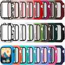 Sieral 24 Pcs Smart Watch Screen Protector Watch Bumper Case Hard Pc Case with Tempered Glass Screen Protective Cover Compatible with Iwatch for Men Women, Assorted Colors(42mm)