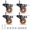 Stem Caster Wheels 2 Inch Heavy Duty Threaded Stem Casters UNC 3/8"-16 x 1 Swivel Casters Set of 4 with Safety Dual Locking Wheel for Furniture and Cart