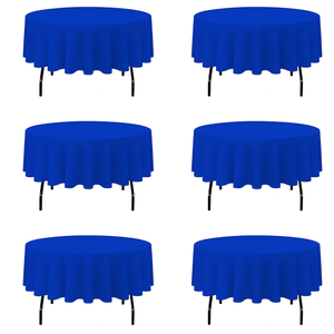 BRILLMAX 6 Pack Royal Blue Round Tablecloths 120 Inch for 60” Tables - 150 GSM Polyester Fabric, Floor Length Drop, Water, Stain & Wrinkle Resistant Cloth Cover for Wedding Reception Banquet Dining