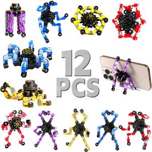 Easter Basket Stuffers for Kids,12PCS Transformable Fidget Spinners for Kids and Adults, Stress Relief Sensory Toys for Boys and Girls, Fingertip Gyros Easter Birthday Party Favors for Teens, Large