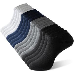 Irisbear Mens Ankle Socks - 6/8 Pack Casual Breathable Cotton Low Cut No Show Socks with Arch Support (9-12, Black/Navy/Dark Gray/Light Gray)