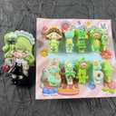 2 x Press on Nails Handmade Nails 10Pcs Green Cute Manual Press on Nails with Ring for Women Party Holiday Photo 33mm Long Size M