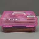 SMILESSKIDDO Arts Craft Supplies for Kids - 1100+ PCS Toddler DIY Craft Art Supply Set, Portable 3 Layered Folding Storage Box School Craft Projects - Gifts for Girls Ages 4-8, 8-12, Pink