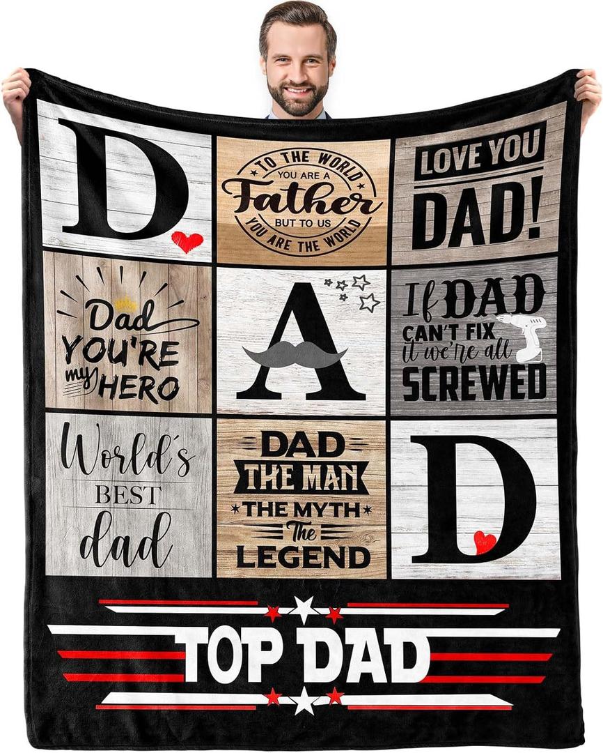 Dad Birthday Gift from Daughter, Christmas Birthday Gifts for Dad from Son, Fathers Day Presents from Kids, Cool Present for Daddy Who Wants Nothing, Soft Throw Blanket 60X50