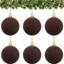 2 x Velvet Ball Ornaments Christmas Balls Brown 6 PCS 2.36-Inch Xmas Tree Ball Ornaments for Party Christmas Tree Decor Baby Shower First Xmas Decorations