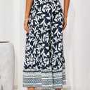 GRACE KARIN Women's 2026 Summer Wide Leg Palazzo Pants Elastic High Waisted Boho Casual Flowy Beach Pants with Pockets (Medium, Navy Floral)