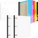 INFUN 1 Inch 3-Ring Telescoping Project Organizer Binder-2PCS,13 Pocket, Customizable Front Cover, 5 Colors Pocket Divider and Plastic Binder Pocket225 Sheet Capacity-White