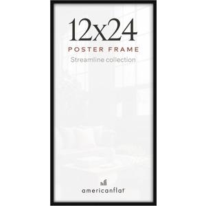 Americanflat 12x24 Picture Frame with Polished Plexiglass - Streamline Collection - Thin Border Picture Frame for Wall Display - Hanging Hardware Included - Black