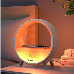 Dekala Arches Gradual Sunrise Alarm Clock with Wireless Charging, Sunset White Noise Sound Machine Loud Sunsire Alarm Clock for Heavy Sleepers Smart Ambient Lamp Sunrise App/Touch Control