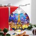 Christmas Ornaments: Stained Glass Ornament, Christmas Tree Ornament, Hanging Ornaments for Home Decor & Xmas Tree Decorations  Exquisite Holiday Decor, Gifts & Holiday Present - Eiffel Tower