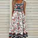 Women's Summer Resort-Style Floral Print Round Neck Sleeveless Dress