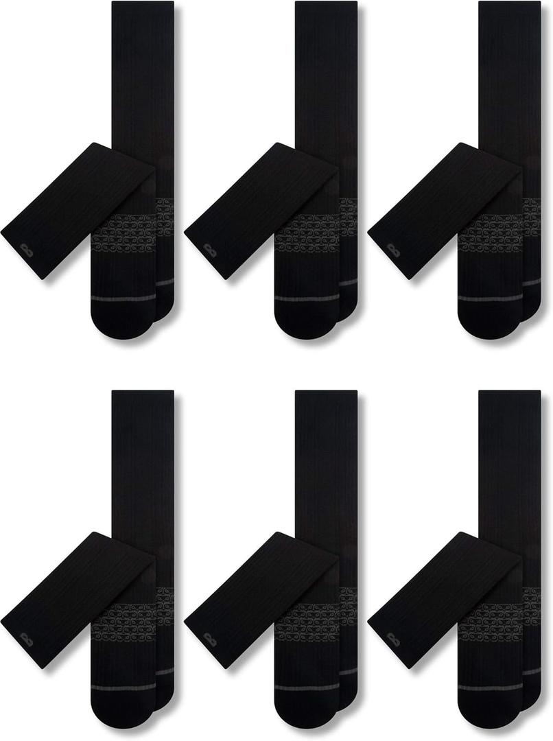 Pair of Thieves Men's Athletic Cotton Crew Socks - 6 Pack Cushioned Comfort Socks for Sports, Work & Casual Wear (Black)