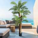 Giegxin 1 Pack 7 ft Artificial Palm Tree for Outdoor Tall Faux Tropical Triple Phoenix Palm UV Resistant Fake Plants in Pot for Outside Indoor Patio Pools Home Garden Office Porch Aesthetic Decor
