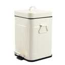 Bathroom Trash Can with Lid, Small Garbage Bin for Home Bedroom, Retro Step Wastebasket with Soft Close, Vintage Metal Office Trash Can, 5 Liter/ 1.3 Gallon, Ivory White