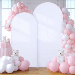White Arch Backdrop Covers - 6.6FT, 5FT Spandex Fitted Wedding Arch Stand Covers Round Top Chiara Arch Backdrop Cover for Wedding Birthday Party Decoration