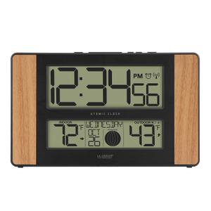 La Crosse Technology Atomic Digital Clock with Outdoor Temperature, Wood Oak, 0