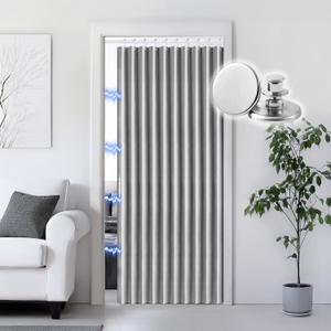 RINHARTEX Blackout Accordion Style Magnetic Door Curtain for Closet Pleated Folding Doorway Curtain Accordion Door Interior Room Divider Bedroom Bathroom Living Room (42x78,Grey) (Gray)