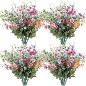 Riceshoot 24 Pcs Wildflowers Artificial Flowers Silk Fake Daisy Wild Flower Bouquets Outdoor UV Resistant Faux Greenery Plants for Spring Summer Decoration Home Indoor Vase Floral Arrangements Decor