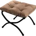 HollyHOME 15"(H) Folding Footrest Stool, Upholstered Small Foldable Ottoman, Accent Padded Sofa Foot Stool for Lazy Chair, Metal Frame Portable Foot Rest Ottoman for Living Room, Bedroom, Dark Brown