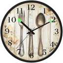zylymx Vintage Fork Knife Night Light Wall Clock Light Up Luminous Non-Ticking Silent Battery Operated Clocks 12 Inch for Kitchen Home