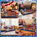 Cinnvoice Memory Day Decoration 4th of July Patriotic Table Sign Farmhouse America God and Bless Table Centerpiece Letter Tiered Tray Decorations for Holiday Kitchen Home Party Supplies