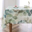 Randall Colorful Leaf Printed Rectangle Decorative Tablecloth 60"x84"x1 Wrinkle Free and Spillproof Oblong Table Cloth Cover for Home Kitchen Dinning and Party(6-8 Seats, Blue/Green/Tan)