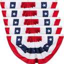 Tatuo Patriotic Decorations, 4th of July Pleated Fan Flags American Us Bunting Flag Stars and Stripes Banner for Independence Day Memorial Day and Labour Day(5 Pieces, 2 x 4 feet)