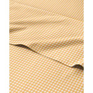 Yellow Gingham Sheets - 1 Flat & 1 Fitted Sheet & 2 Pillowcases w/ Deep Pockets - Grid, Plaid, Checkered Pattern Bed Set - Comfy, Wrinkle & Fade Free - Ultra-Soft, Breathable and Cooling - Queen Size (36 - Orange Gingham)