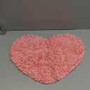 Rose Small Heart Shaped Chenille Bath Mat Soft Absorbent Plush Microfiber Bathroom Rug Non-Slip Machine Washable Shaggy Mats Carpet for Shower, Bedroom, Bathtub, 12"x18"