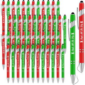 Qilery 48 Pcs Christmas Pens Bulk with Black Ink Stylus Tip Xmas Holiday Ballpoint Pen Novelty Funny Pens with Greeting Quotes for Coworkers Christmas School Office Gifts