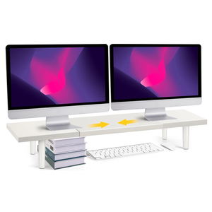 AcrossStar DualMonitorStandRiserForDesk Adjustable Length 3240 Inch，Large Desktop Computer Monitor Riser For 2 Screens，Desk Shelf Organizer Riser Stand For Computer/Laptop/PC/Printer/TV