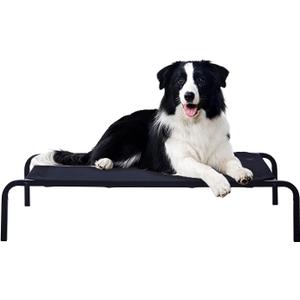 Portable Raised Cooling Steel-Framed Elevated Pet Bed, Elevated Mesh Pet Bed Durable Frame Dog Cot for Outdoor or Indoor Use with Skid-Resistant Feet Black Large (Medium) (40.0''Lx23.6"Wx8.20"TH)