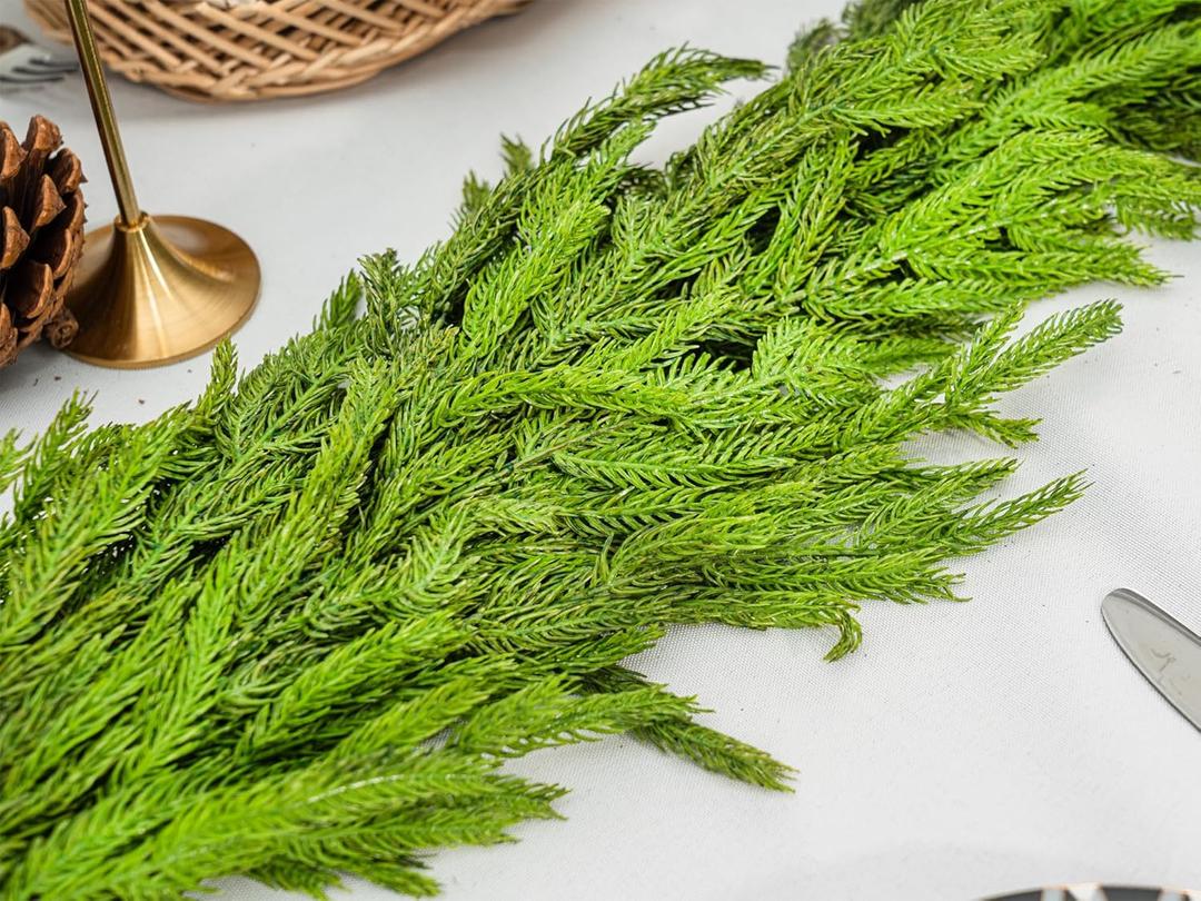 6FT Christmas Garland Norfolk Pine Garland Artificial Faux Greenery Garland for Mantle Table Stairs Wall Indoor Outdoor Christmas Xmas Decor Decorations , Pack of 2