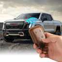 for Chevy Key Fob Cover Compatible with Silverado 1500 2500HD 3500HD Suburban Sonic GMC Canyon Sierra 1500 2500 HD 3500 HD 5 Button Smart Leather Car Key Case Shell Chain Accessories/Brown