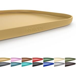 SMILOOL Silicone Pet Feeding Mat with Raised Edge, Dog Cat Bowl Mats for Food and Water, Pet Placemat for Floors Waterproof, 22” x 14” x 0.8” Beige