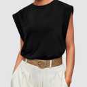 WIHOLL Cap Sleeve Tops for Women Summer Top Basic Tee Shirts Business Casual Tank Loose Fit 2026 Fashion (Black, S)