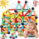 UREC 64Pcs Magnetic Building Blocks, Montessori Magnet Toys for Toddlers, STEM Learning Toys for Boys and Girls, Creativity Kids Games, ABS Material, Non-Toxic, Ages 3+, MGB-64