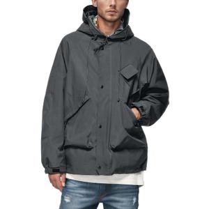 Men's Waterproof Ski Snowboarding Jacket Windproof Warm Coat with Detachable Hood, 2XL