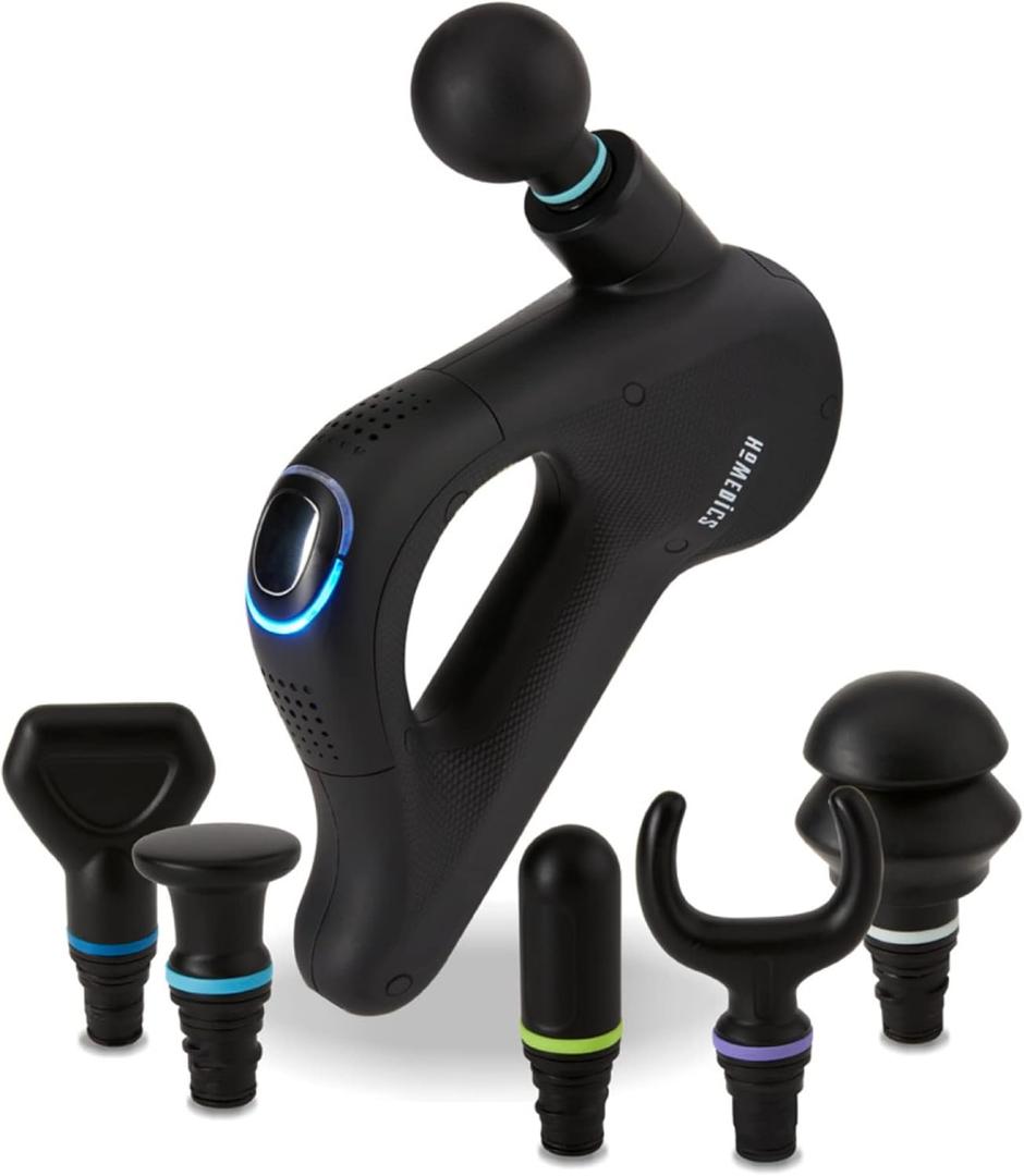 Homedics Therapist Select DuoTemp Pro Percussion Massager,6 Interchangeable Attachments,Instant Hot & Cold Peltier Technology,High-Intensity Percussion Massage,4 Speeds,Pressure Sensor Technology