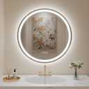LOVESPEJO 28" Round LED Mirror for Bathroom, Anti-Fog LED Bathroom Vanity Mirror with Lights, Dimmable, 3 Colors, IP54 Waterproof (Frameless)