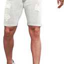 GINGTTO Mens Denim Shorts Ripped Skinny Stretch Jean Shorts Men (34, Light Grey Ripped)